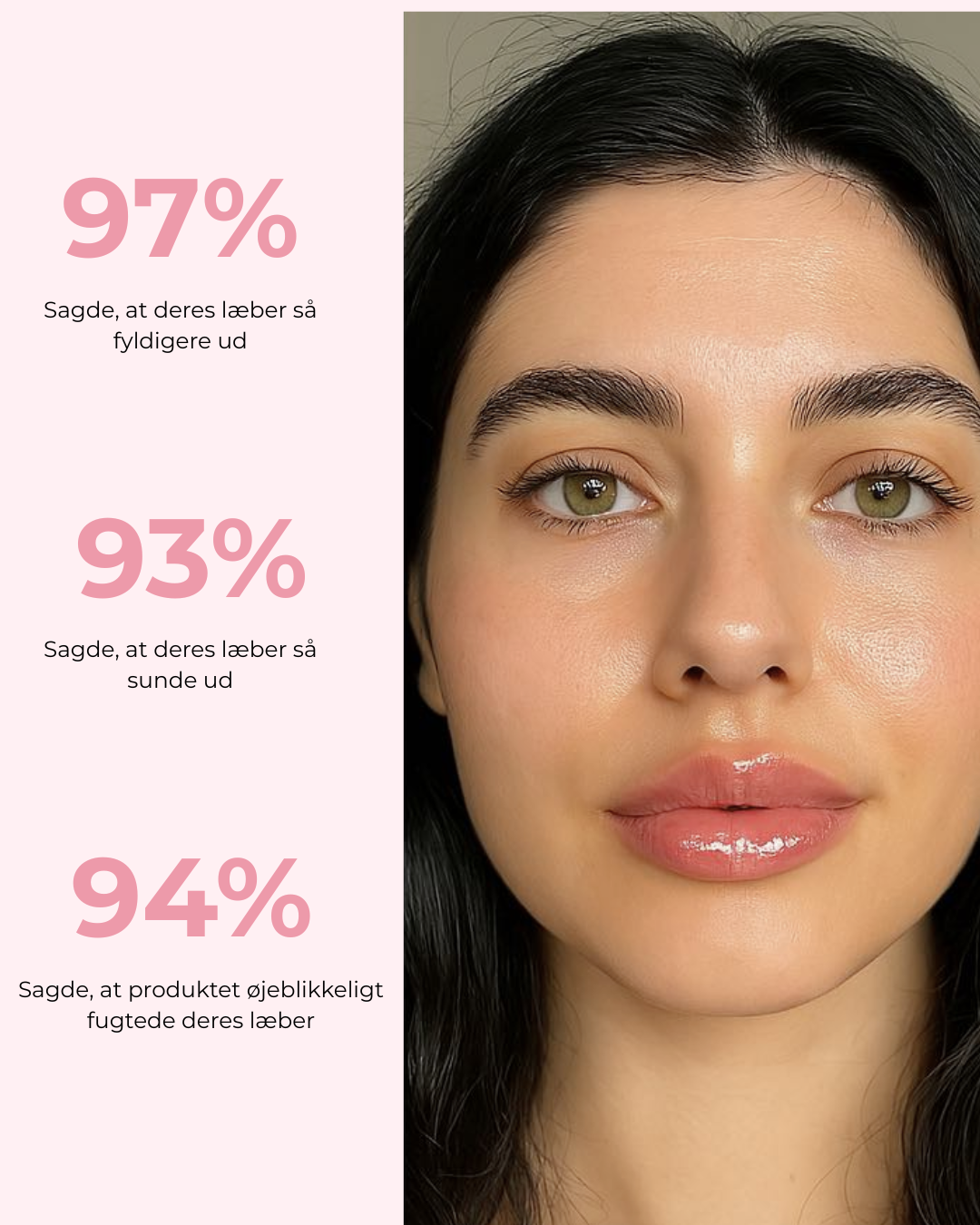 Før og efter sammenligning af læbe volumen